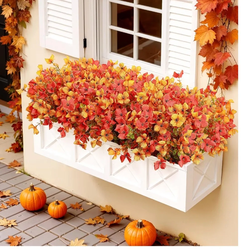 Vibrant Autumn Faux Floral Arrangement 2 Bunches silk Thanksgiving table perfect